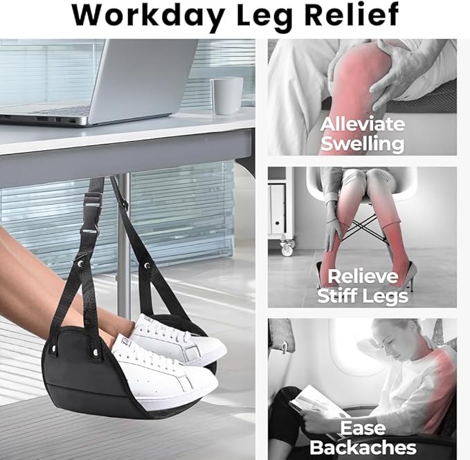 Omnpak Airplane Foot Rest, Foot Hammock for Plane Travel Perfect Airplane Footrest to Relax Your Feet Comfy Foot Hanger Desk Foot Hammock