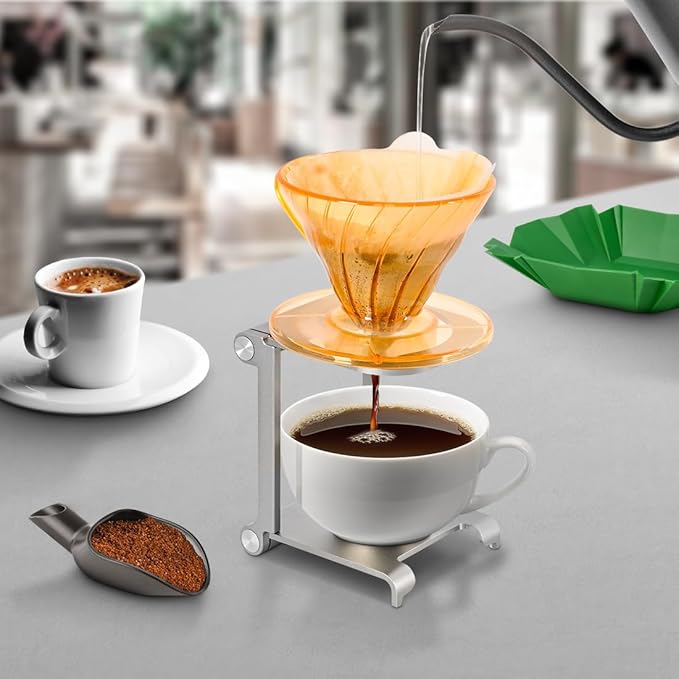 Pour Over Coffee Dripper Stand - Travel and Camping Gadgets Foldable Aluminum Coffee Dripper Station Rack for Portable Hand Press Espresso Coffee Maker