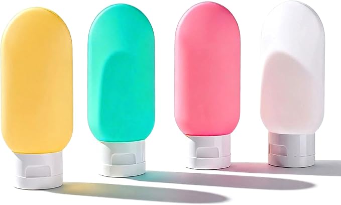 Travel Bottles for Toiletries: 4 Pack 2oz TSA Approved Travel Containers, BPA Free Leak-Proof Refillable Squeeze Bottles, Portable Travel Size Container for Shampoo Conditioner Lotion Body Wash