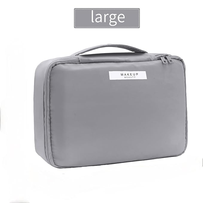 Queboom Travel Makeup Bag Cosmetic Bag Makeup Bag Toiletry bag for women and men (Grey)