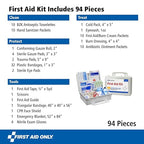 First Aid Only 91324 ANSI A 2021 and OSHA Compliant First Aid Kit, 25-Person Emergency First Aid Kit for Business, Home, Car, and Worksites, 94 Pieces