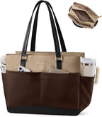 LOVEVOOK Laptop Tote Bag for Women with 3 Separate Pocket Work Bag with Large Cup Holder Computer Briefcase for Teacher Nurse