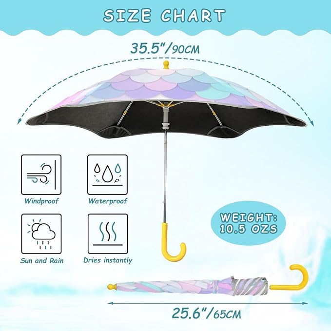 ALAZA Kids Umbrella Stick Umbrellas Cute Umbrella for Boys Girls Toddler UV/Sun Rain Windproof