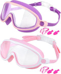 Swim Goggles 2 Pack, Wide View Anti Fog&UV Swimming Goggles for Audlt, No Leak Pool Beach Essentials for Men Women