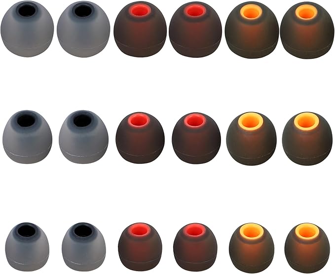 Silicone Replacement Earbud Tips Fit Most In-Ear Earbuds - Inner Hole 3.8mm - 5.1mm - 9 Pairs S, M, L Earphone Silicone Covers