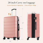 Sweetcrispy Carry on Luggage, Hard Shell ABS Suitcase with Double Spinner Wheels, Lightweight Expandable Rolling Suit Case with TSA Lock, 20 Inch Pale Pink