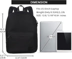 SUPACOOL Casual Laptop Backpack for Men and Women, Work backpack, Black Backpacks, College School Backpack for Boys and Girls, Lightweight Travel Back Pack(Black)