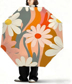 Windproof Travel Umbrella Colorful Daisy Floral Compact Auto Open/Close Folding Umbrellas for Rain