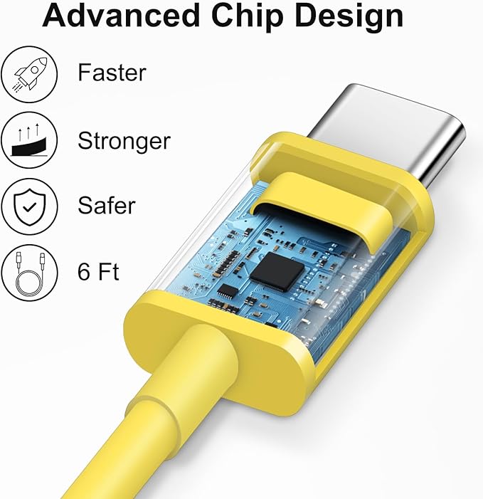 iPhone 17 16 15 Charger Fast Charging 6FT - 20W USB C Charger Block with 6FT Type C to C Cable Compatible with iPhone 17/17 Pro/17 Pro Max/Air/16/16e/15, iPad Pro, iPad Air (Yellow)