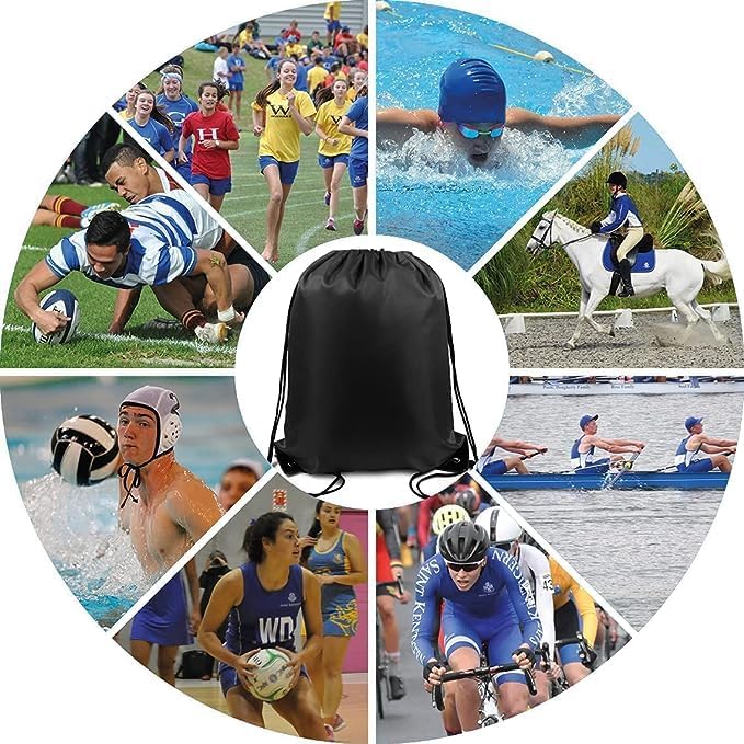 BeeGreen Black Drawstring Backpack Bulk 20 Pack, Christmas String Backpack for Gym Sport Trip,Cinch Sack with String, DIY Drawstring Bags for Women and Men