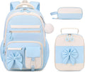 DIGOBAY Backpack for Girls, 3PCS Girls Backpack for School with Lunch Bag Pencil Case, Cute Kids Teens Bookbag for Kindergarten Elementary Preschool Middle School (Blue)