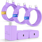 iPhone 17 16 Pro Max Charger Fast Charging, Super Fast USB C Chargers for iPhone 17(6FT+6FT+10FT) Type C Chargers Cord with Fast Charger Block for iPhone 17/16/15 series/iPad/ GalaxyS26/S25/S24 Purple