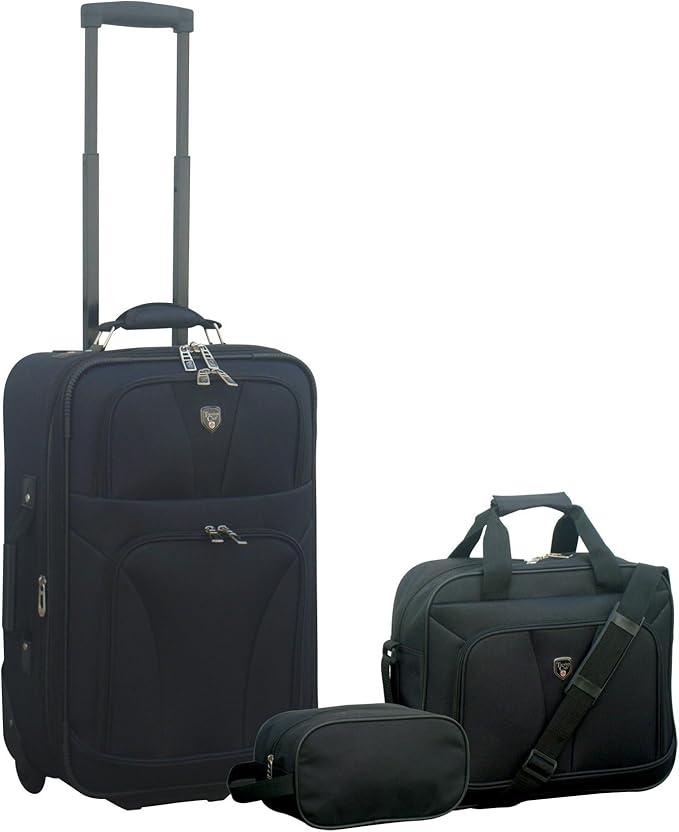 Travelers Club 3 Piece Bowman Luggage Set, Red Carry
