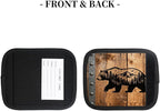 2 Pack Luggage Handle Wrap with Travel Tags - Non-Slip Protective Cover Soft Handle Grips Covers for Suitcase(Forest Bear Wooden)