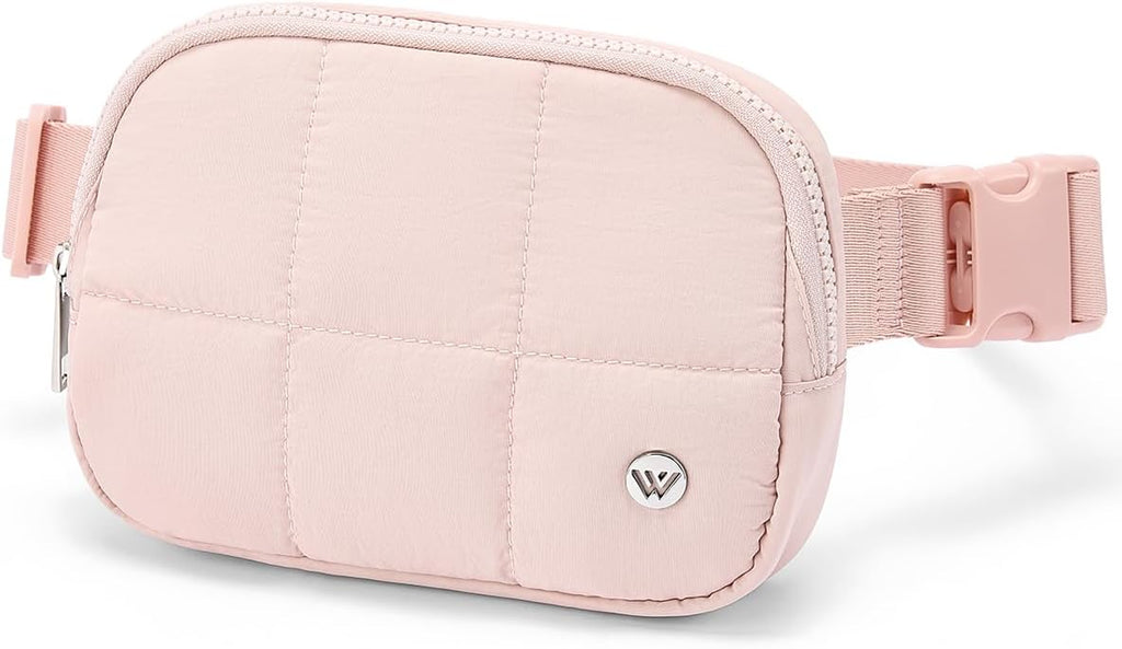 WESTBRONCO Puffer Fanny Packs for Women Quilted Nylon Waterproof Belt Bag with 2 Zipper, Puffy Crossbody Bag with Adjustable Strap, 1L Waist Bag for Travel Daily