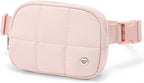 WESTBRONCO Puffer Fanny Packs for Women Quilted Nylon Waterproof Belt Bag with 2 Zipper, Puffy Crossbody Bag with Adjustable Strap, 1L Waist Bag for Travel Daily