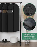 Garment Bags for Hanging Clothes 8 packs Washable Black Suit Bags for Closet Storage and Travel with Clear Window (43 inches)