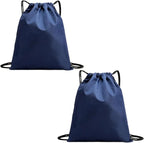 2-Pack Waterproof Drawstring Backpacks, Soccer-Texture Oxford Fabric, 16.9" × 13.8", Lightweight 0.19 lb Each, No Eyelets, Gym & Marathon Gear Sacks(Navy Blue)
