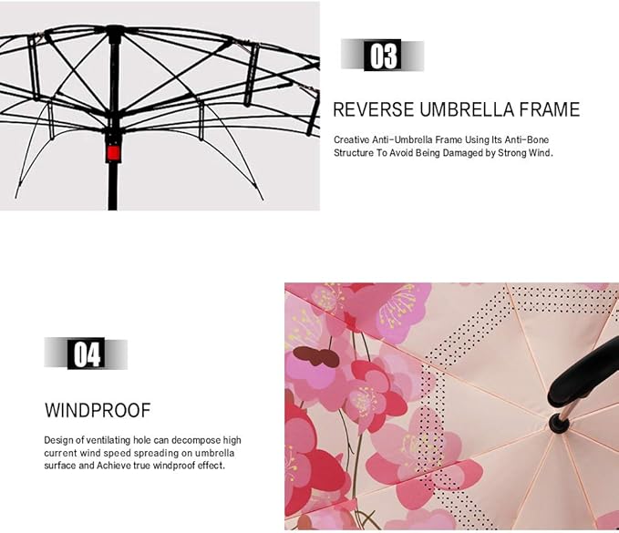 MRTLLOA 40/49/56 Inch Oversize Windproof Inverted Reverse Upside Down Umbrella, Golf Size Rain Umbrella, Double Layer, C-Shaped Handle for Men, Women and Kids