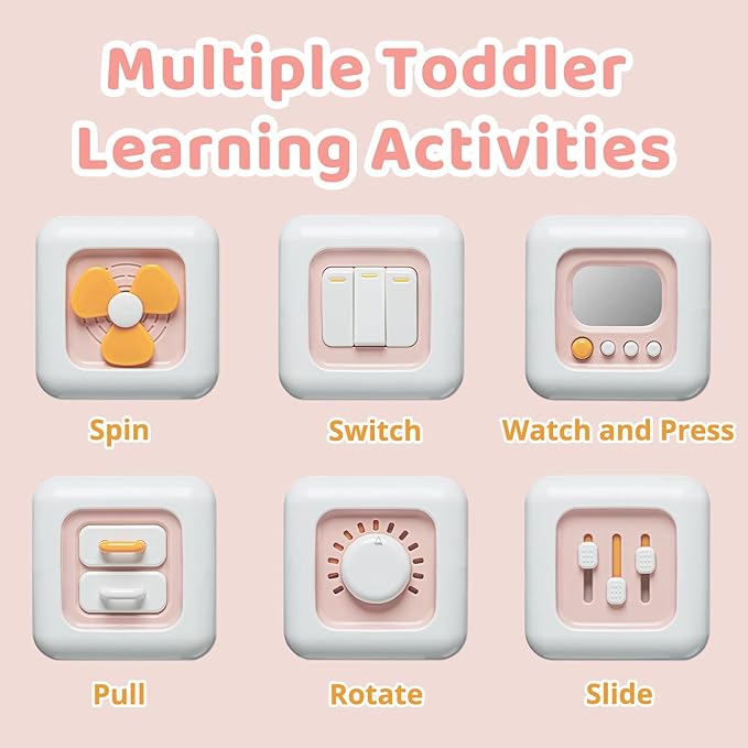 SOCBTNSO Busy Cube, Toys for 1 Year Old Girl Gifts, Montessori for Baby Girl, Travel Sensory Toys for Toddlers 1-3, Learning Fine Motor Skills| 1st Birthday Girl Gifts 6 9 12 Months