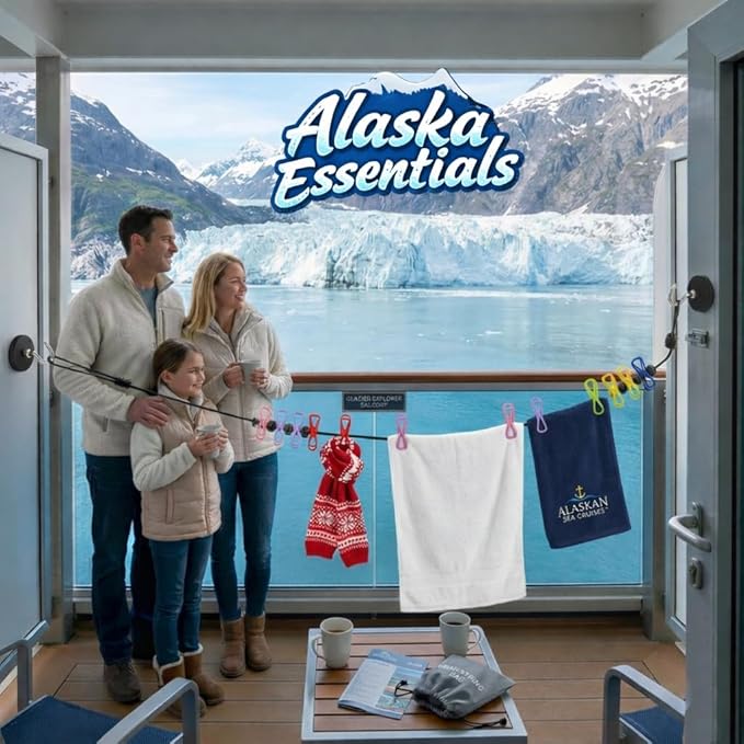 Magnetic Travel Clothesline for Cruise Ship - Retractable Clothesline Cruise Essentials Approved 2026 Stretches to 10ft with Magnetic Hooks,Positioning Beads&12 Anti Slip Clips for RV Camping Ship