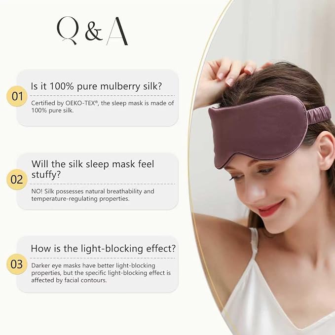 ZIMASILK Adjustable 100% 22 Momme Mulberry Silk Sleep Mask for Sleeping, Filled with Premium Mulberry Silk, Softest & Breathable Eye Sleeping Mask (Navy Blue)