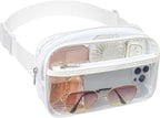 Packism Clear Fanny Pack Stadium Approved - Plus Size 35-51 inches Adjustable Strap Clear Belt Bag for Women Men Transparent Waist Bag for Concerts, Sporting Events, White