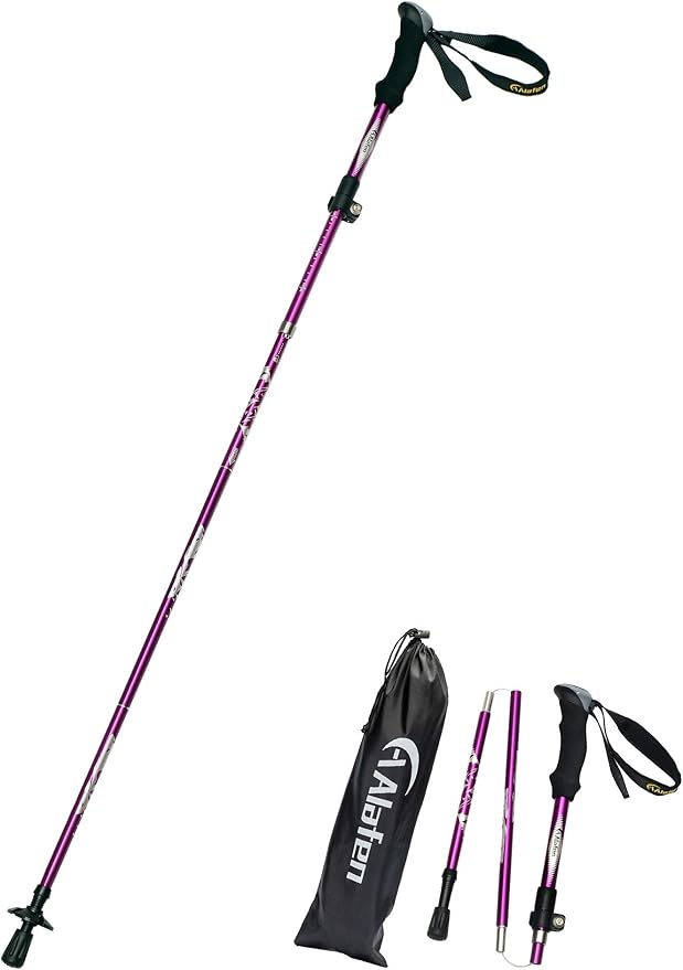 A ALAFEN Aluminum Collapsible Ultralight Travel Trekking Hiking Pole for Men and Women (Fits 5'3" - 6'2")