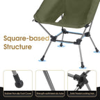 MOON LENCE Portable Camping Chair Plus, Larger & Roomier, Compact and Lightweight Still, Folding Chair for Backpacking & Hiking, 330Lbs Capacity (Moss Green-2pack)