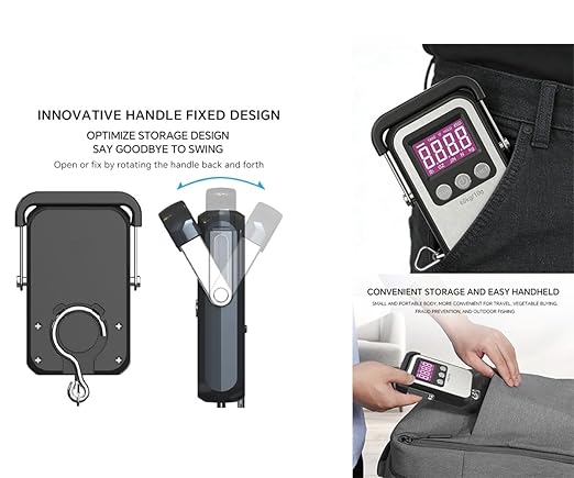 Luggage Scales 132lb Portable Digital Hanging 60kg Fishing Scale, 2 AAA Batteries (Not Included)