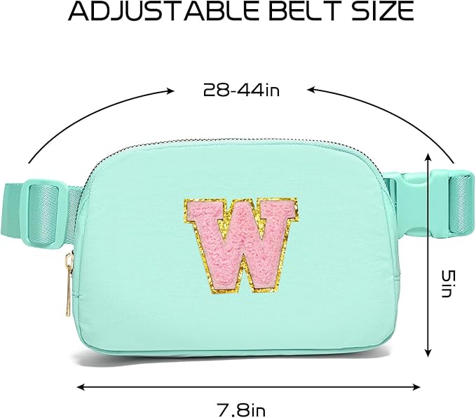 Gitus Belt Bag Fanny Pack Crossbody Bags with Initial Letter Patch Cute Stuff Birthday Gifts for Teenager Girls Trendy Preppy Stuff for Teen Girls Cool Stuff for Teens (Mint Green-W)