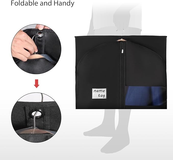 Univivi 10 Pack Suit Bags Garment Bag for Men Storage, 40-Inch Suit Bags for Closet Storage with Clear Window and ID Card Holder for Suit Jacket, Skirt, Shirt and Coat