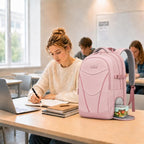 MATEIN HER Laptop Work Backpack with Lunch Compartment for Women, Water Resistant Work Backpack for Office Commute with RFID Pocket, Teacher Nurse College School Bag Fits up to 17 inch Computer, Pink