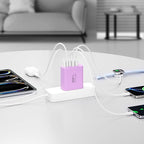USB C Charger Block, 60W 5-Port Type C Charger Fast Charging Block, USBC USB Multiple Port Wall Charger Plug Adapter for iPhone 17/Air/16/15/14/13/12/11 Pro Max, Samsung Galaxy, iPad, Tablet (Purple)