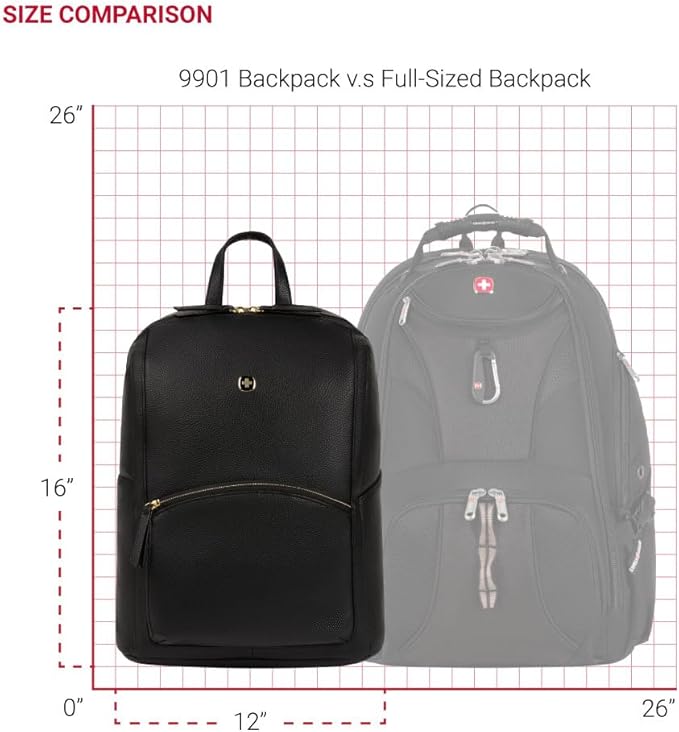 SwissGear Serenity Luxe Women's Laptop Backpack, Laptop Bag Fits Most 13-Inch Laptops, Black, 16 Inches