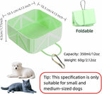 Cute Collapsible Silicone Dog Bowl with Carabiner - Portable Travel Pet Food & Water Dish for Walking, Hiking, Camping - Folds to Key Size, 350ml (Mint Green)