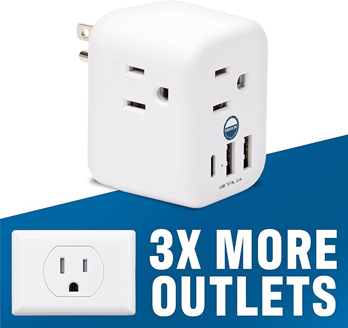 Cruise Approved Power Strip Foldable, Non Surge Protector Travel Power Strip, Multi Plug, 6 Outlets, 2 USB-A, 1 USB-C, & 3 AC Outlet for Carnival, Celebrity, Princess, & Major Lines in 2026 & 2027
