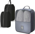 Shoe Bags for Travel Holds 3 Pair of Shoes, Shoe Storage Pouch with 2 Pack Portable Bags, Waterproof & Washable, Grey