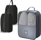 Shoe Bags for Travel Holds 3 Pair of Shoes, Shoe Storage Pouch with 2 Pack Portable Bags, Waterproof & Washable, Grey