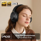 YMOO Active Noise Cancelling Headphones for Airplane Travel, LDAC Hi-Res Audio, Wired and Wireless ANC Headphones, 100H Playtime Over Ear Headphones, Custom EQ via App, Bluetooth 6.0 Headset for All