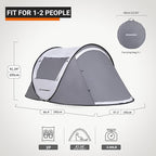 EchoSmile Pop Up Camping Tent, 2/4/6 Person Easy Setup Tent, Water Resistant Dome, Portable with Carry Bag