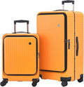 Kaleenie 2 pieces 20/29 Aluminum Frame Carry On and Checked Luggage Set with Side Opening, Lightweight Hardshell ABS+PC Trunk Suitcase with TSA Lock, 360° Universal Wheels & Adjustable Handle, Orange