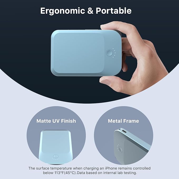 NOBIS Slim Magnetic Power Bank 5000mAh with Built-in Cable Wireless Portable Charger QC 3.0 22.5W PD Fast Charging USB C in/Out, for MagSafe Battery Pack for Phone 16 Android