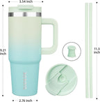 BJPKPK Insulated Tumblers With Handle And Straw 30 oz Stainless Steel Tumbler Cups With Lid,Mint