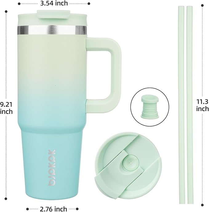 BJPKPK Insulated Tumblers With Handle And Straw 30 oz Stainless Steel Tumbler Cups With Lid,Mint