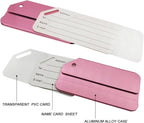 Aluminum Luggage Tags, Luggage Tag Holders for Travel Luggage Baggage Identifier by Ovener (2Pack Pink)