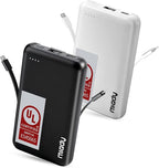 Miady 2-Pack Small Portable Charger UL Listed, 5000mAh Slim Power Bank Built-in 2 Cables Lightweight Travel Battery Pack 3 Outputs 2 Inputs Compatible with iPhone 17/16/15/14/13 Galaxy S24/S22 etc