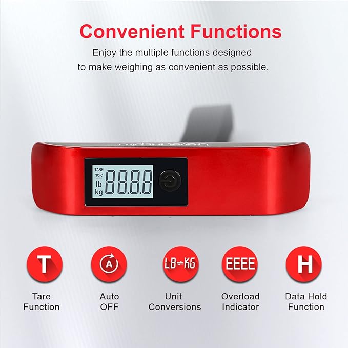 travel inspira Luggage Scale, Travel Essentials, Portable Digital Hanging Baggage Scale for Travel, Suitcase Weight Scale