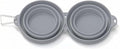 Collapsible Double Dog & Cat Bowl, 2-in-1 Silicone Food & Water Dish with Carabiner, Portable Travel Feeding Bowl for Camping, Hiking, Small & Medium Pets, Dark Grey
