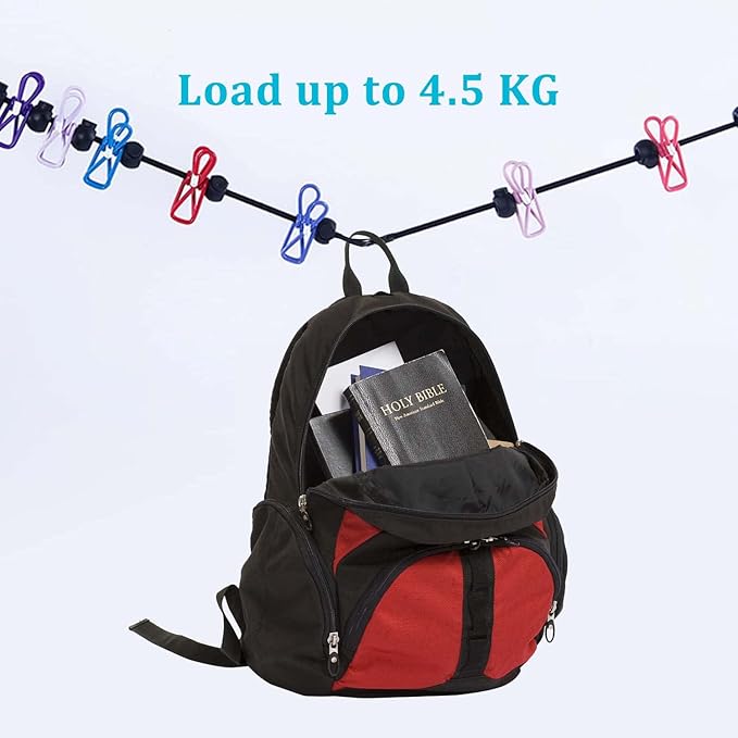 Travel Clothesline, Retractable Clothesline Camping Washing Line with 12 Clothes Clips for Indoor Laundry Drying line,Outdoor Camping Accessories(1.8M)